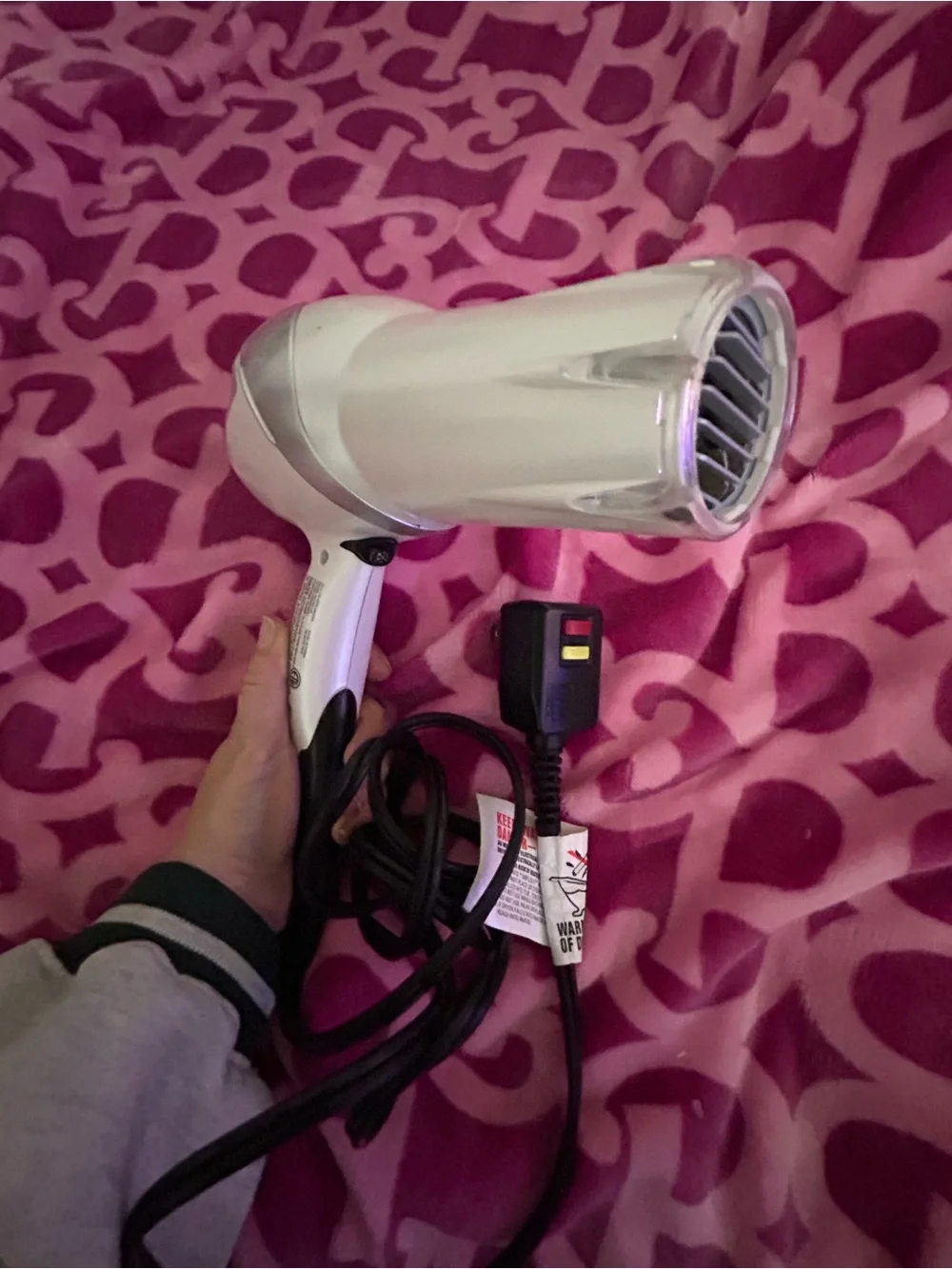 Revlon White Hair Dryer with Red Light Accents